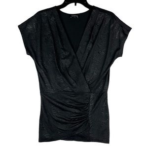 Bebe V-neck Top Blouse Shirt Womens Size M Black